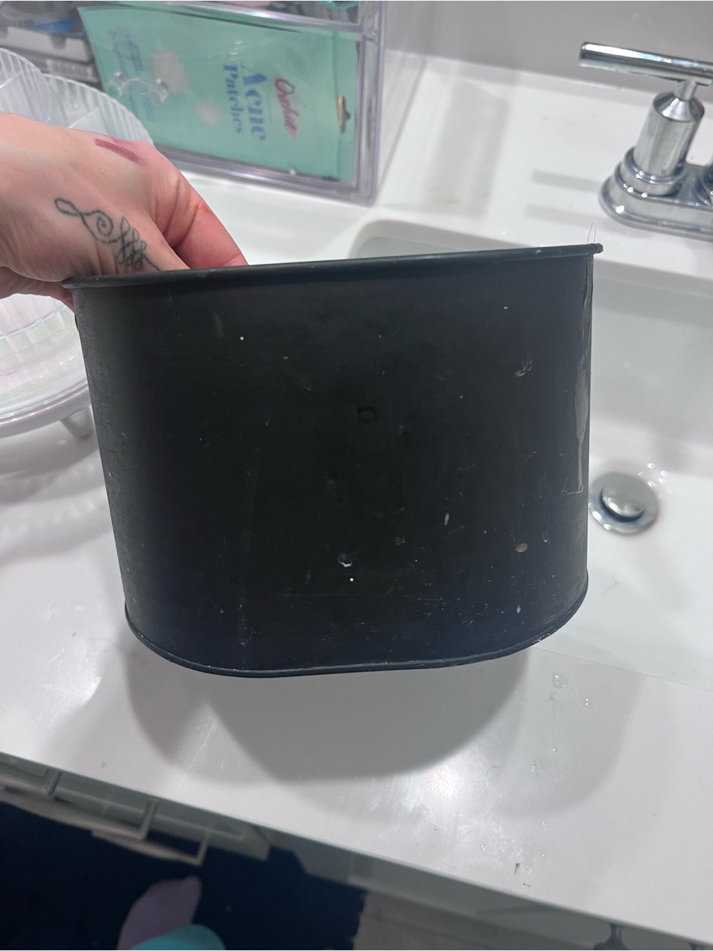 Black Oval Cosmetic or Storage Container